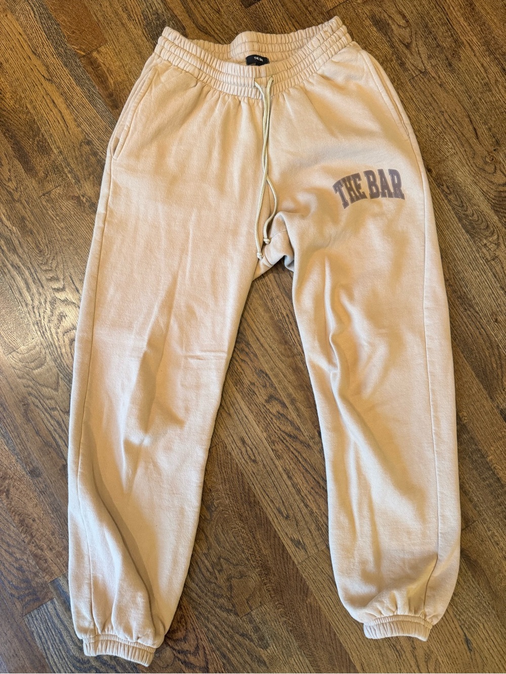 The Bar Beige Drawstring Jogger Sweatpants